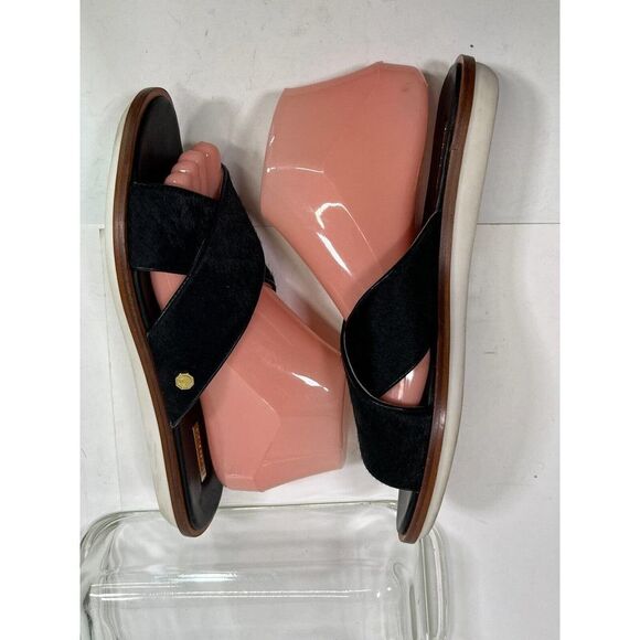 Louise et Cie Adalla Sandals Black Cow Hair Fur Size 9 B Slip On Rubber Soles - Picture 6 of 14